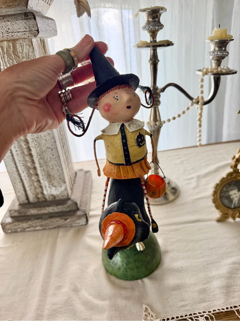 Vintage Lori Mitchell “Sissy And Her Cat”Halloween Collectible Figurine